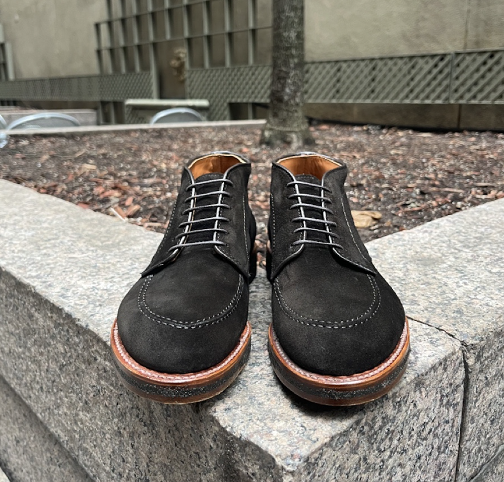 D3921 Chocolate Brown Suede Demi Boot With Moccasin Stitch